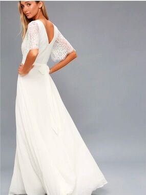 Lulus | Dresses | Lulus Duchess Ivory Lace Bell Sleeve Maxi Dress | Poshmark